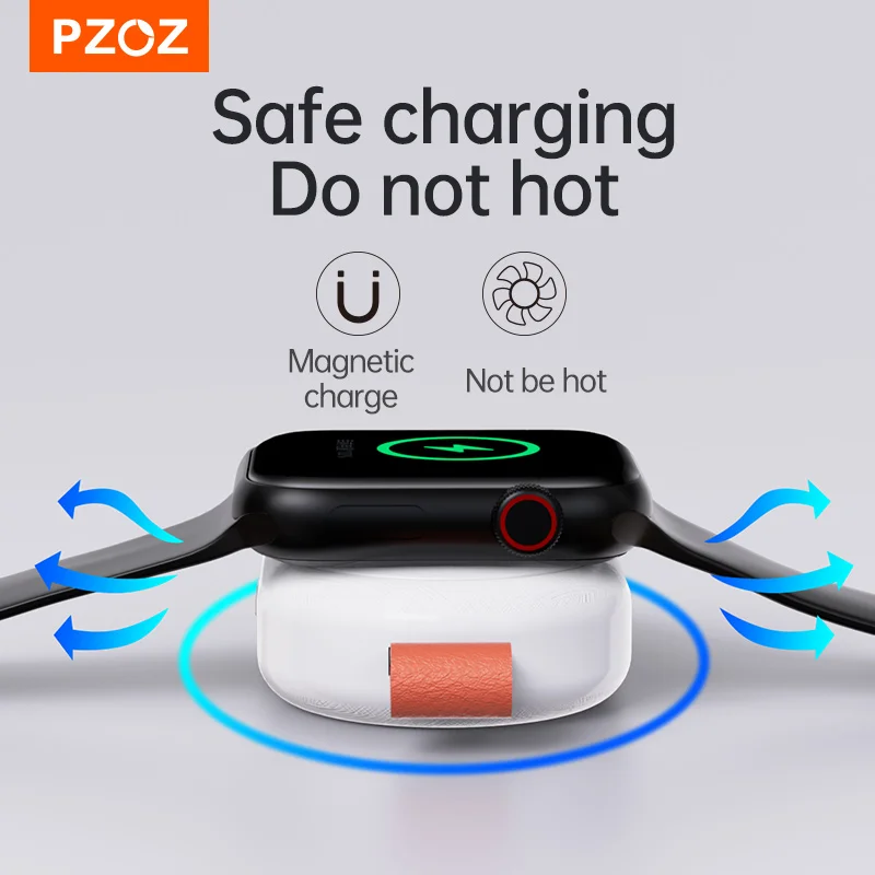PZOZ Power Bank For Apple Watch Ultra 2 Portable Magnetic Charger Mini Type C Wireless Charging For iWatch Series 9 8 7 6 SE