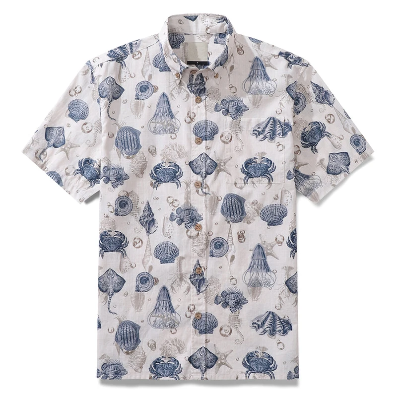 thumbnail image 1 of Camisas para hombre con estampado de animales marinos 2024, blusa de manga corta con estampado 3D de caracoles, ropa de calle, blusas hawaianas para fiestas, camisas casuales, 1 of 4