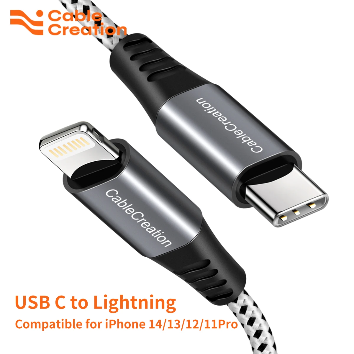 USB-C to Lightning Cable - Flat 6ft BLACK