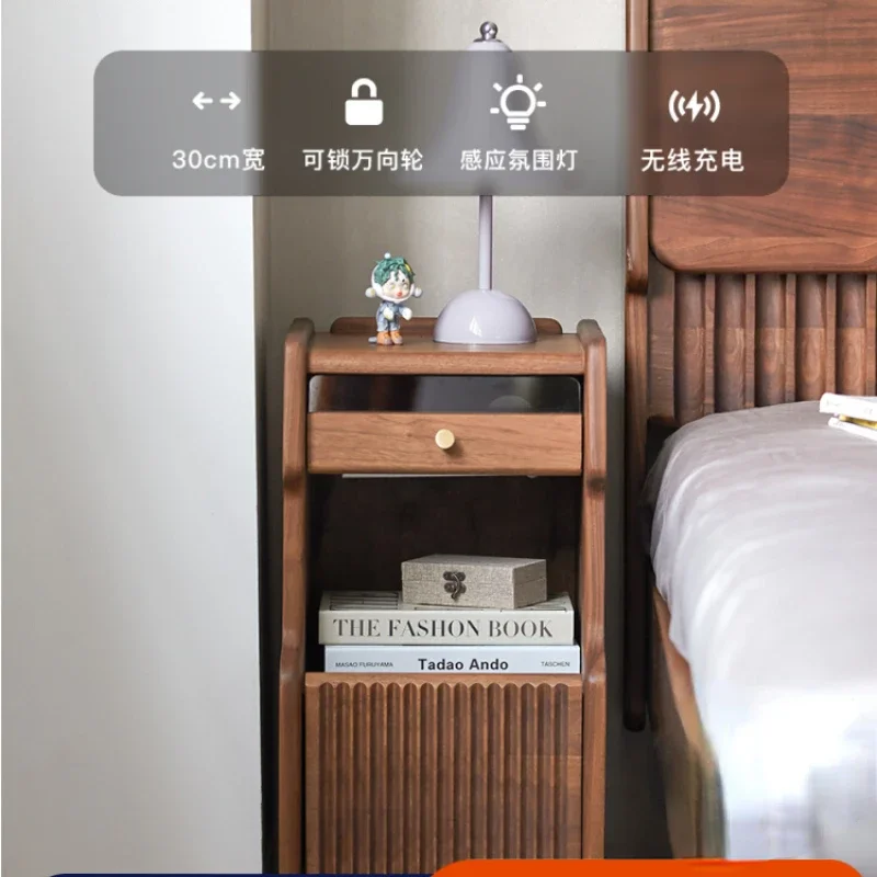 

Умный прикроватный столик, маленький деревянный простой мини-шкаф, шкаф для хранения, современный и минималистичный боковой столик для спальни
