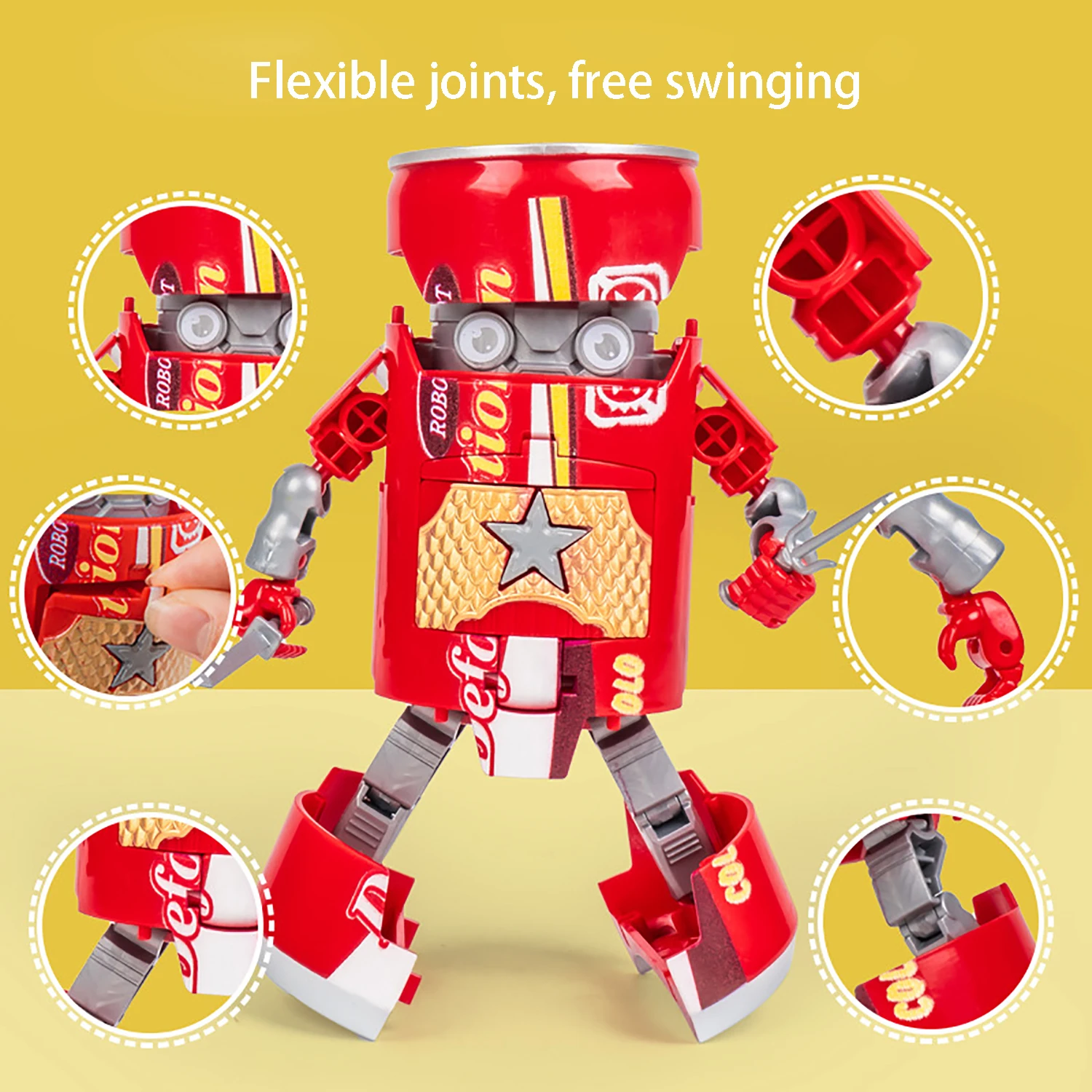 Shape transformation warrior children's puzzle soda drink robot DIY transformation into creative toy 5