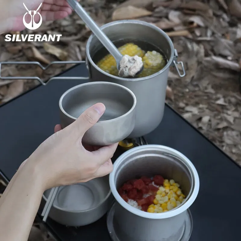 Pure Titanium Pot Cooking Multifunctional Outdoor Camping Large Capacity Pot Cooking Artifact Boiling Water