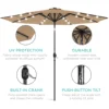 10ft Solar LED Lighted Patio Umbrella w/ Tilt Adjustment, UV-Resistant Fabric - Tan 5