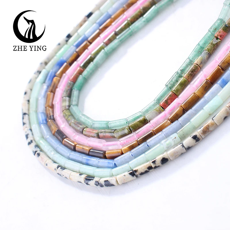 저잉 2x4mm 실린더 비즈 작은 천연 스페이서 스톤 비즈 쥬얼리 제작 DIY 액세서리용