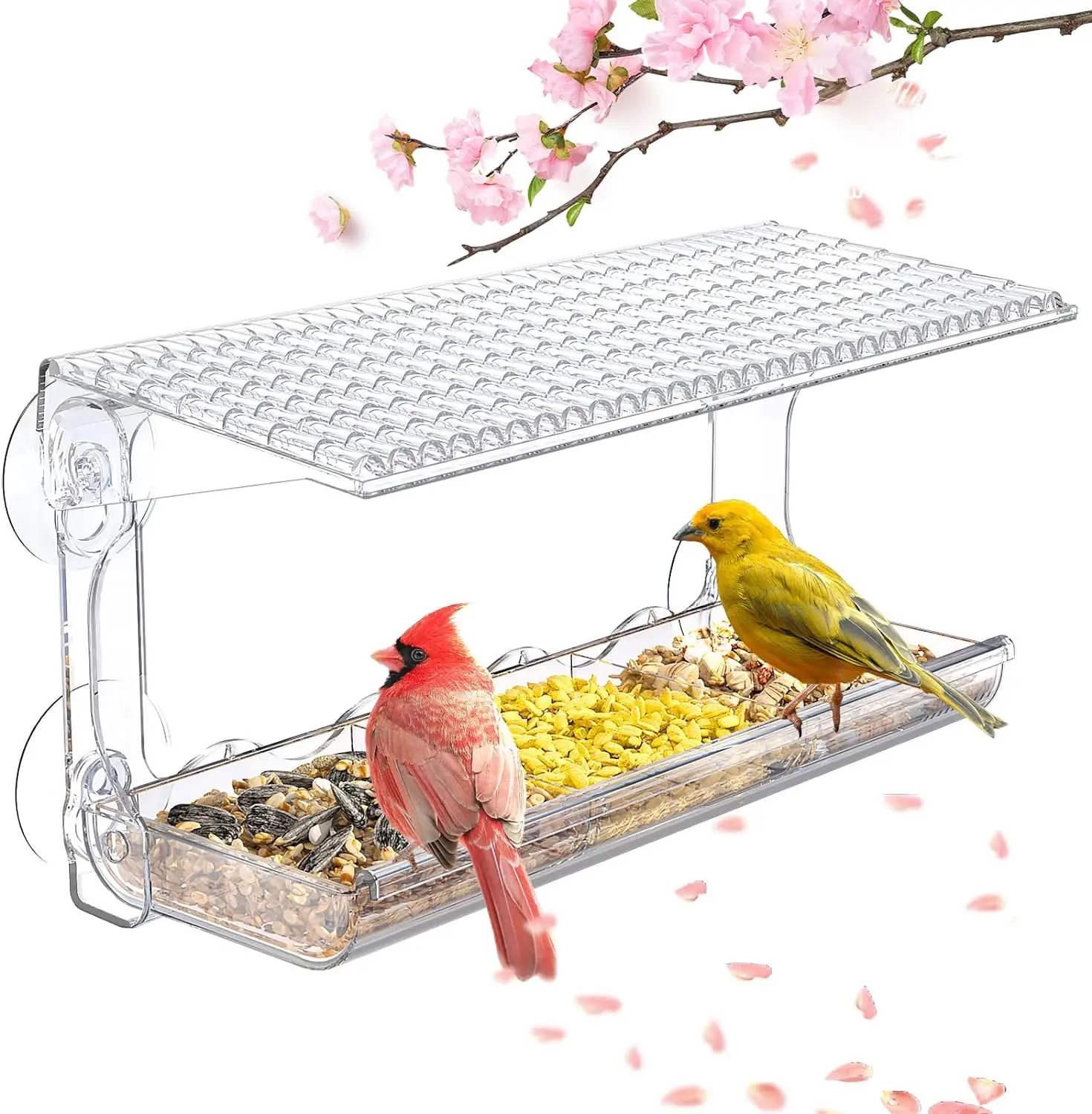 Window Bird Feeder for Outdoors, Transparent Bird House Outside Wild Watching for Garden, Yard, Elderly Kids Viewing