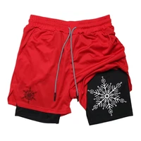 Men's printed athletic running shorts, stylish quick-dry shorts (with phone pocket), summer gym shorts, activewear RL0504