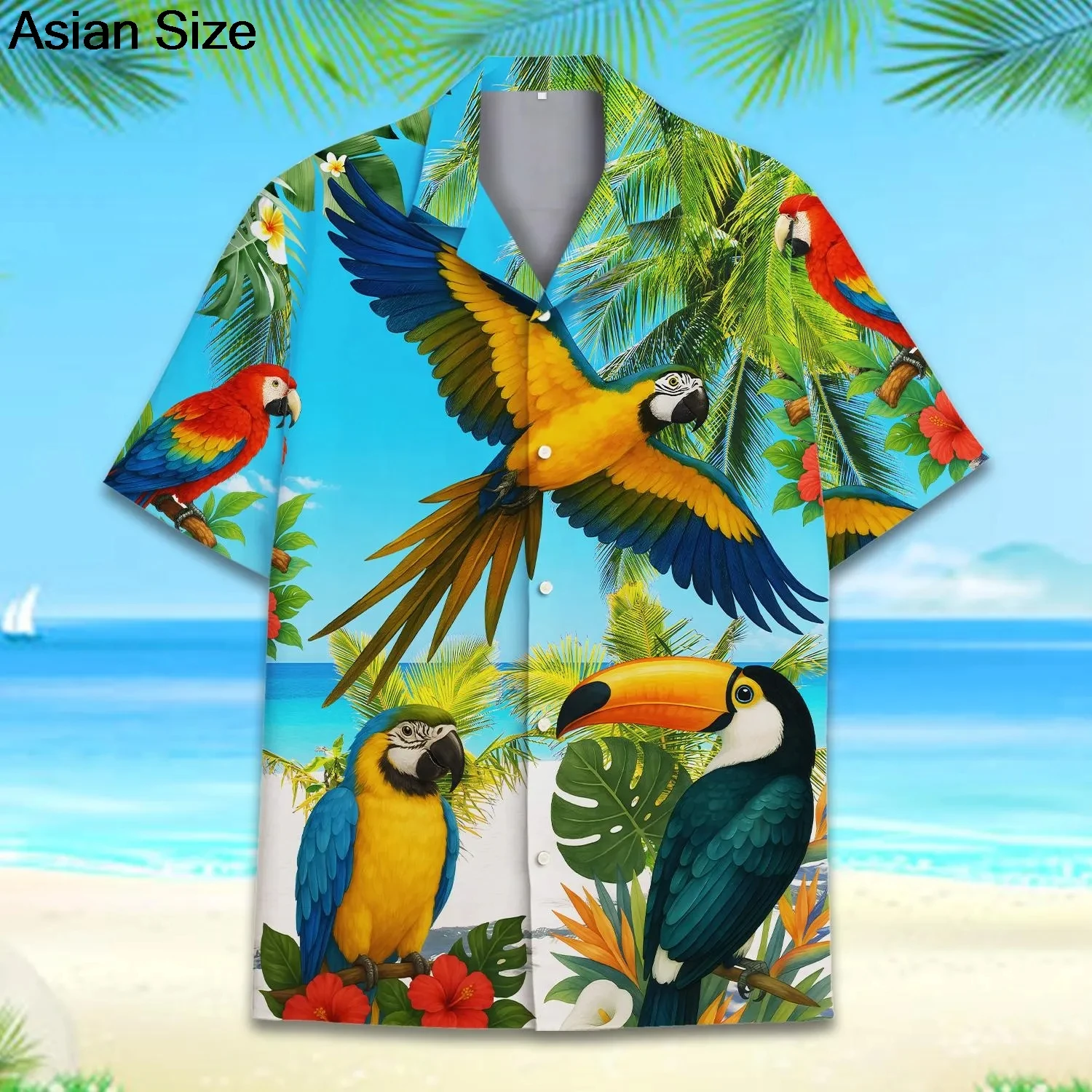 Camicia Hawaiana Da Uomo Estiva In Puro Cotone, Manica - Foto 3