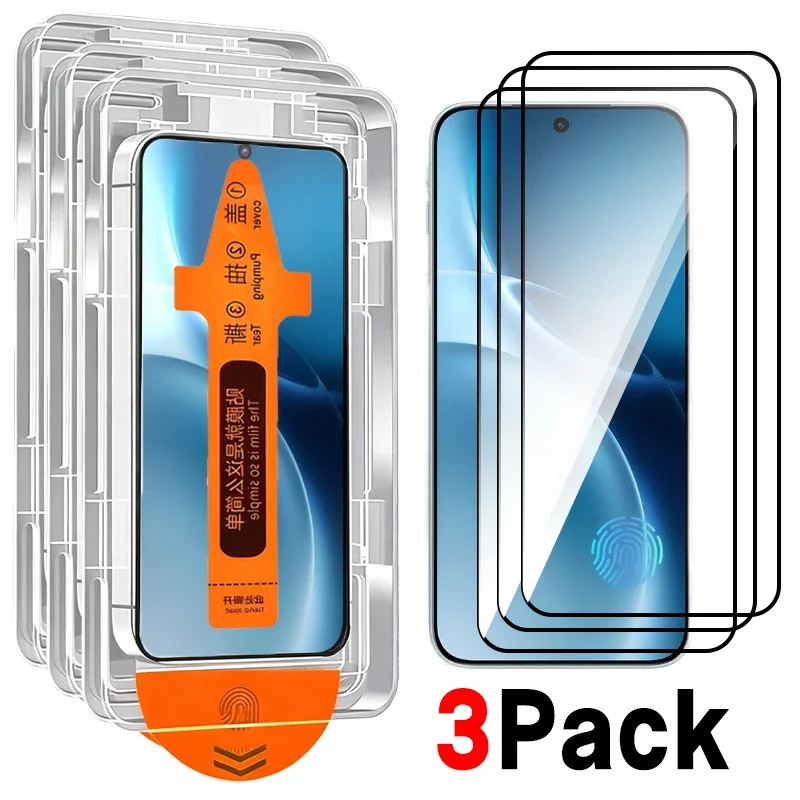 High-Definition Automatic Dust Removal Glass Screen Protector - Pack of 3, Easy Installation