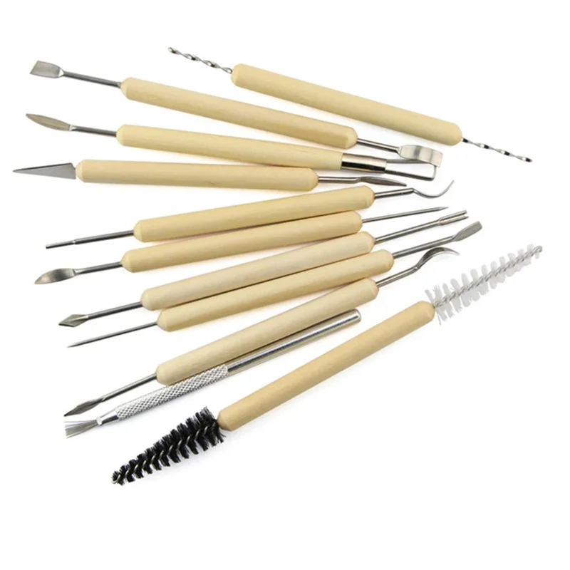 11pcs Wood Clay Sculpting Kit Sculpt Smoothing Wax Carving Pottery Ceramic Tools Polymer Shapers Modeling Carved Tool