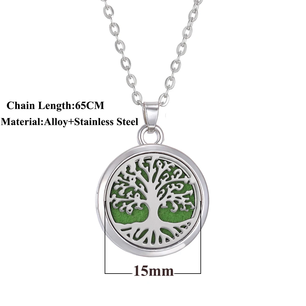 Tree of Life Aromatherapy Necklace - Essential Oil Diffuser Locket in Stainless Steel