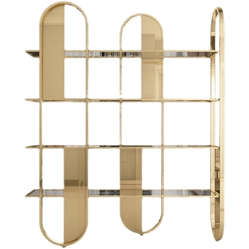 Luxury glass door bookcase floor-to-wall solid wood combination display cabinet living room study storage locker bookcase