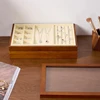 MISHITU Solid Wood Jewelry Storage Box Earrings Necklace Pendant Ring Window Display Box Organizer Jewelry Display Storage Trays 6