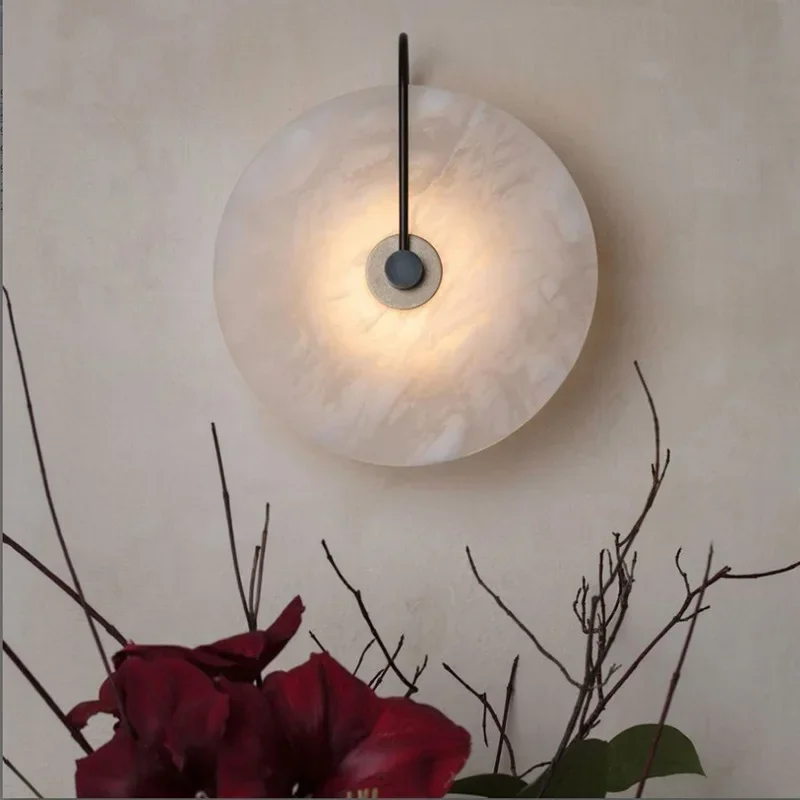 

SANDYHA NEW LED Wall Lamp Natural Marble TV Background Wall Light Bedroom Study Living Room Hallway Luminaria De Parede 2024