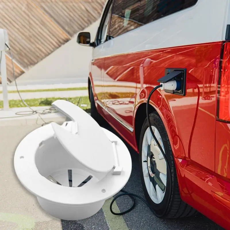 

RV Round Electric Cable Hatch PP High Grade Material Light And Portable White RV Camper Trailer Cord Cover Jack Cover Hatch