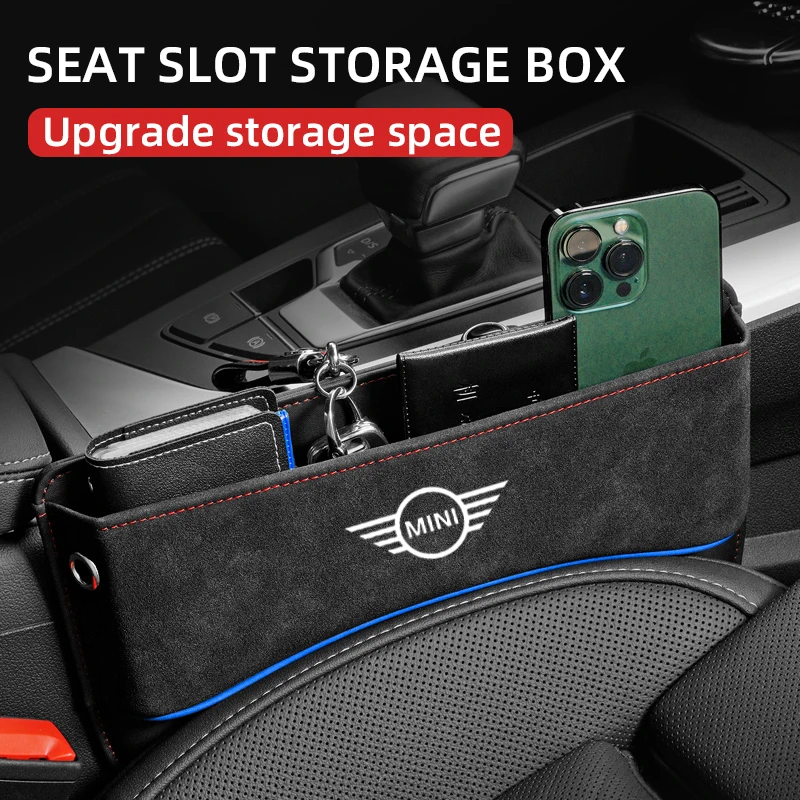 

Car Seat Organizer Crevice Storage Box Suede Leather Car Accessories for Mini