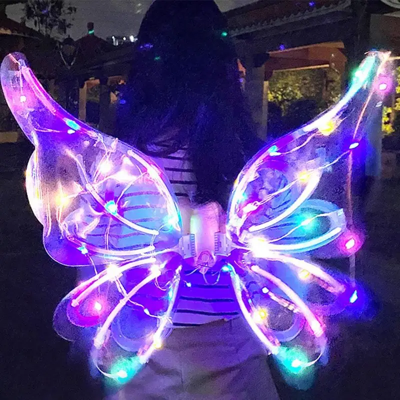 Lighted Electric Butterfly Wings Glowing Fairy Wings Fancy Dress Costume Princess Halloween Dress Up Costume for Children Pet