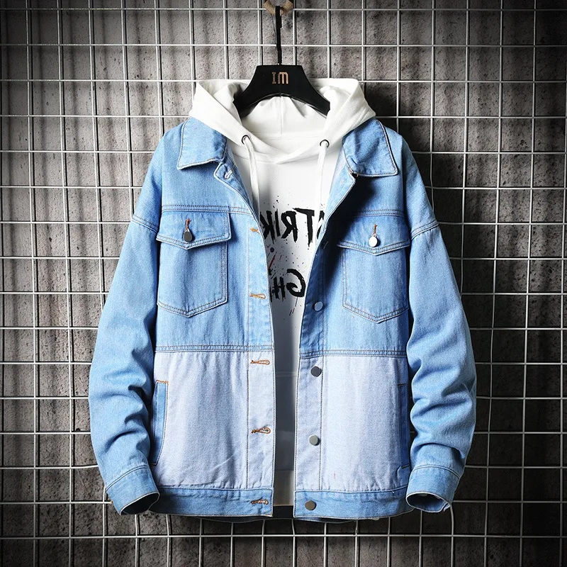 2022 Men's New Color Block Denim Jacket 