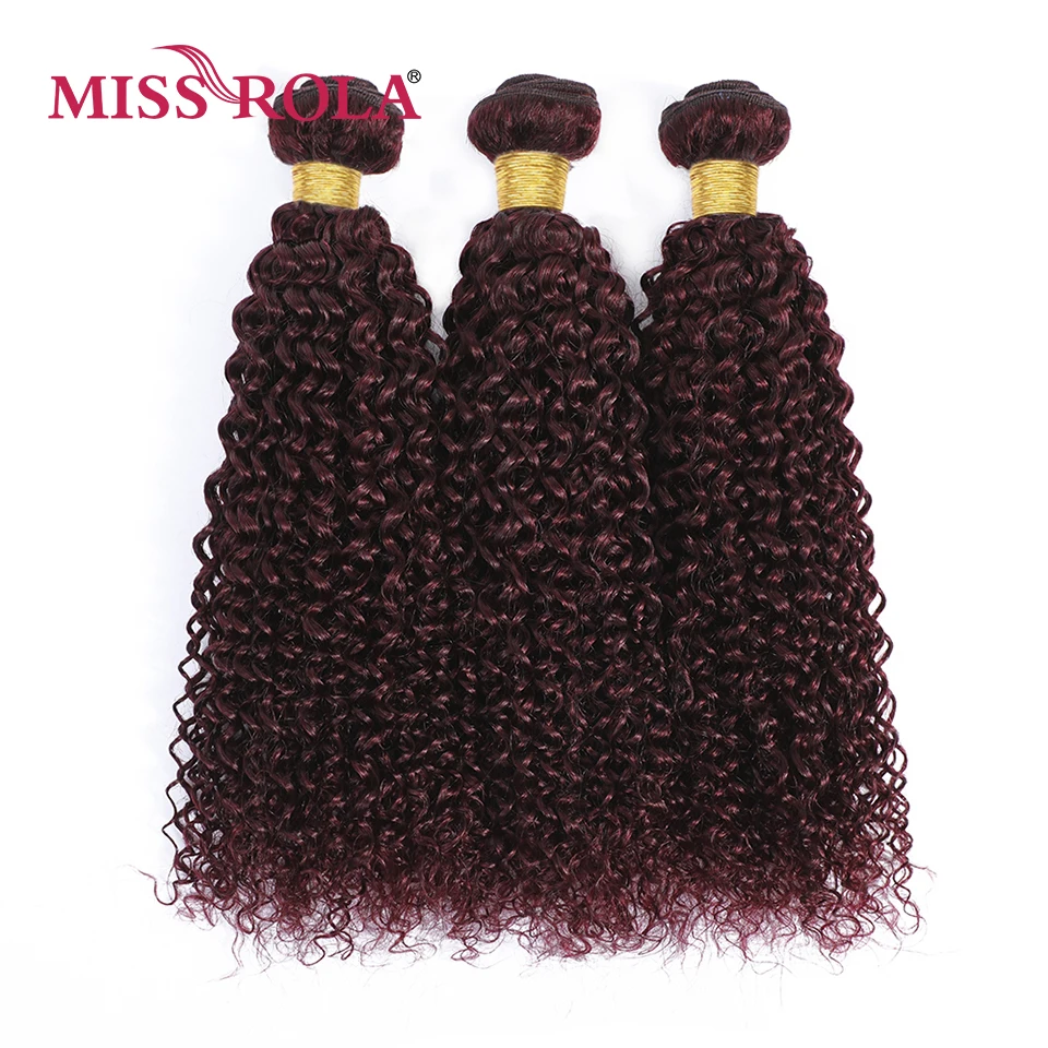 Miss Rola Brazilian Kinky Curly Human Hair Weaves 1/3/4 Bundles 27# Blonde 99J BUG Ombre Remy Hair Extensions Double Wefts