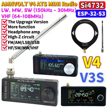 Si4732 DSP Radio AMNVOLT V4 ATS MINI Radio With Antenna 1.9inch IPS Screen LSB USB Transistor Pocket Radios for Indoor Outdoor 1
