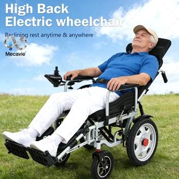 Sedia a Rotelle Elettrica Mecavie - 160 °   Reclinabile, 360 °   Controllo Intelligente, Pieghevole per Tutti i Terreni, Doppio Motore, Capacità di Carico 100KG