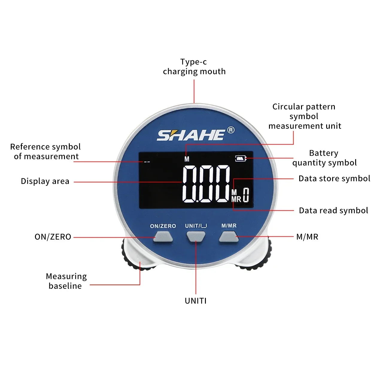 Tape Measure Measuring Tape Measuring Ruler SHAHE Electronic Tape Measure LCD Display Digital Type-C Rechargeable