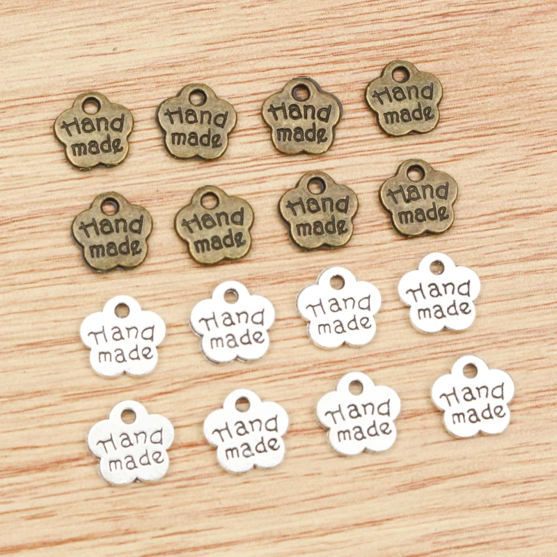 8x8mm 50pcs Antike Silber Überzogene Und Bronze Überzogene Blume Handgemachte Charme Anhänger: DIY für armband halskette