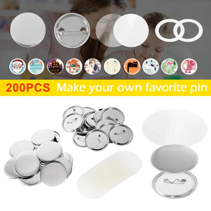 Description Picture 6 of item200Sets Metal Badge Pin Button Maker Parts 25mm 32mm 37mm DIY Blank Badge Button Parts for Art Crafts Making Iron-Base Badges