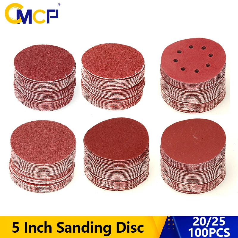 

CMCP 20pcs 125mm/5Inch Sanding Discs Hook Loop Sandpaper Grit 60/80/100/120/240 Round Sandpaper Disk Sand Sheet