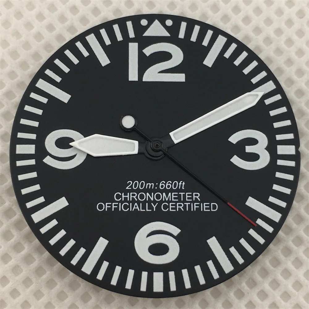 29mm Black and White Full Luminous Dial with Green Luminescence