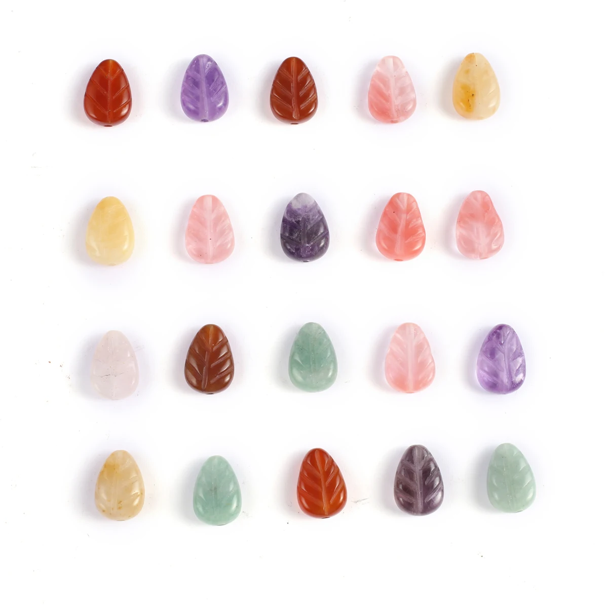 25PCS Wholesale Carved Natural Stone Leaf Shape Small Pendant Charm Jewelry Making DIY Necklace Earrings Accessories Gift