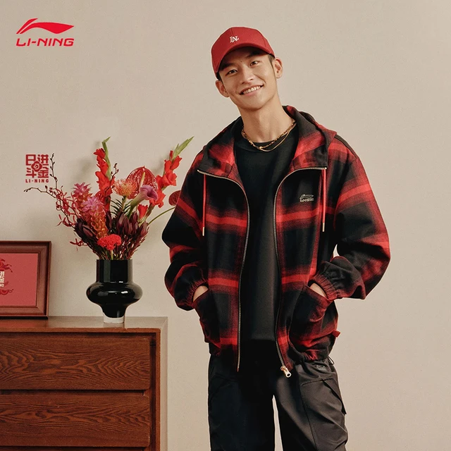 LI-NING RICH EVERYDAY série veste décontractée pour hommes manteau court à carreaux confortable à la mode AFDW137 1