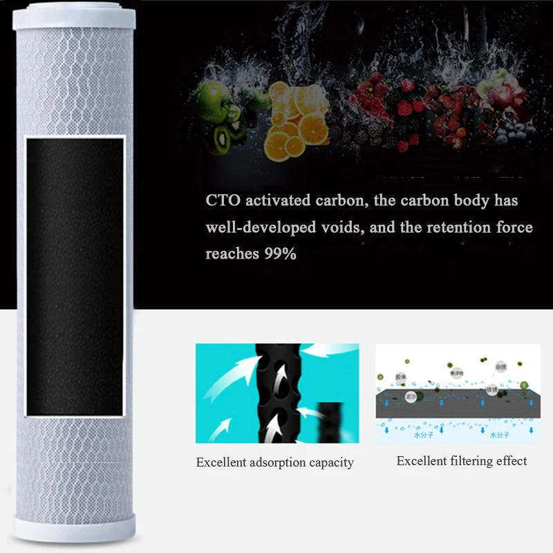 20" Universal Water Filter Activated Carbon Cartridge Filter 20 Inch Cto Block Carbon Water Purifier 2pcs