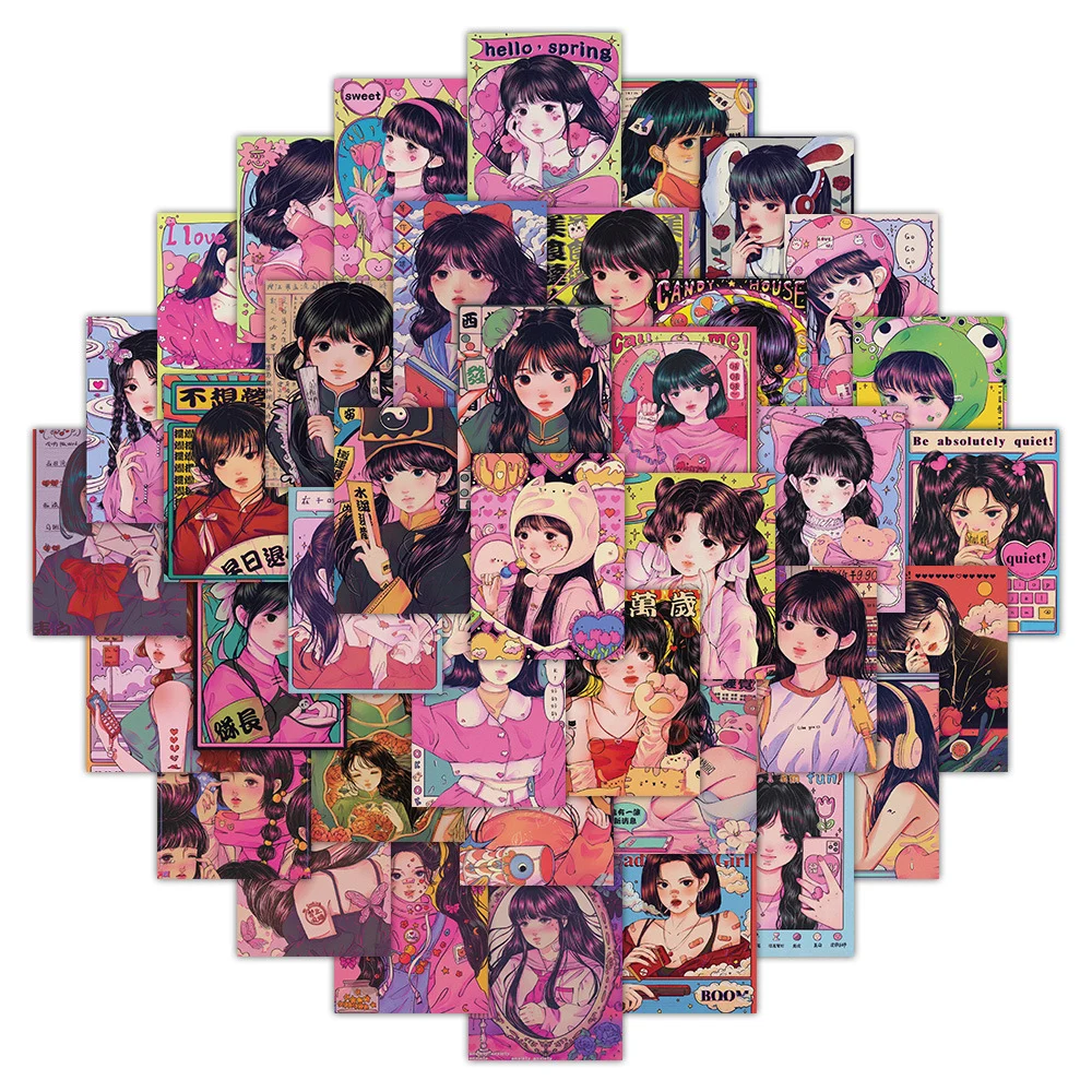 10/30/63Pcs Cute Pink Girl Anime Cartoon Stickers Decalcomanie Laptop Phone Notebook Valigia Album Etichetta Adesivo Estetico Giocattolo Per Bambini