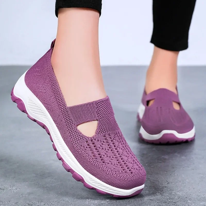 Fashion Hollow Out Women's Shoes Hot Sale Lace-up Cuff Women's Vulcanize Shoes Outdoor Slip-Resistant Casual Mesh Sneakers