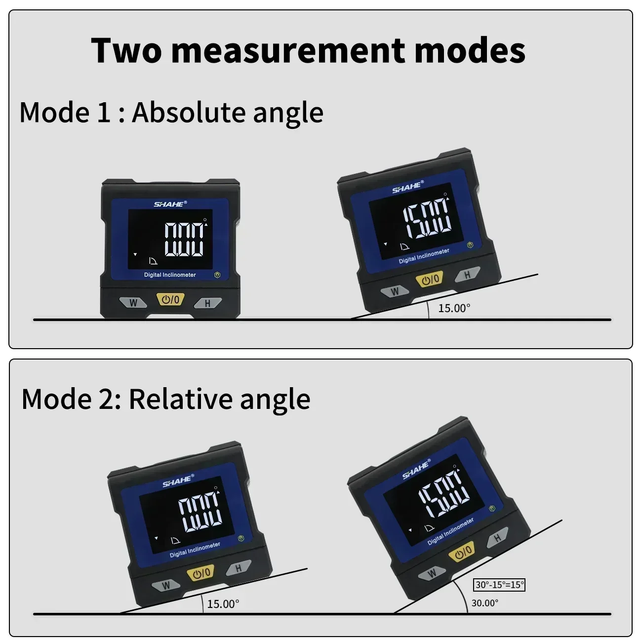 SHAHE Digital Electronic Level and Angle Gauge With Measure 4 * 90 and 2 *180 Degree Ranges Flip Up Display Angle Protractor 6