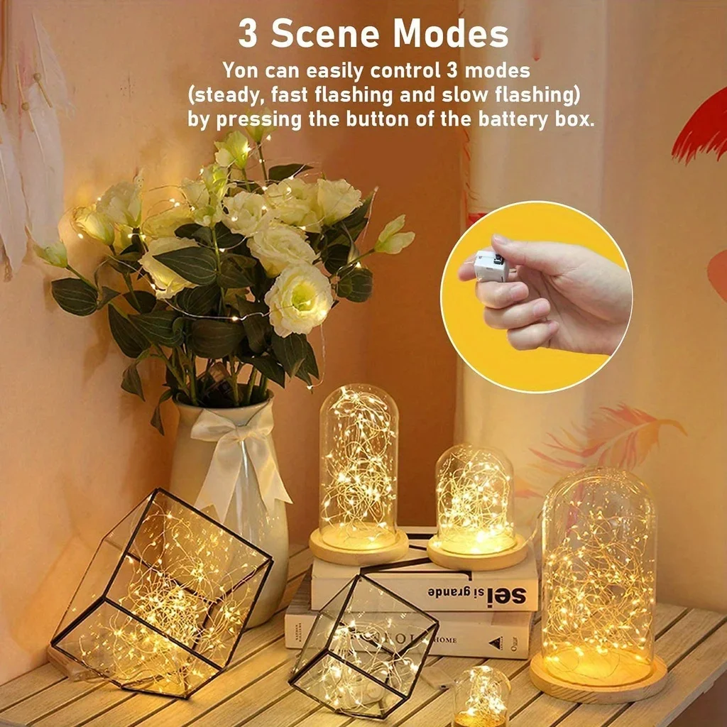 10 Pack Waterproof Mini Fairy Lights Copper With 3 Speed Modes for Christmas Decorations and Outdoor Use Battery Powered 6