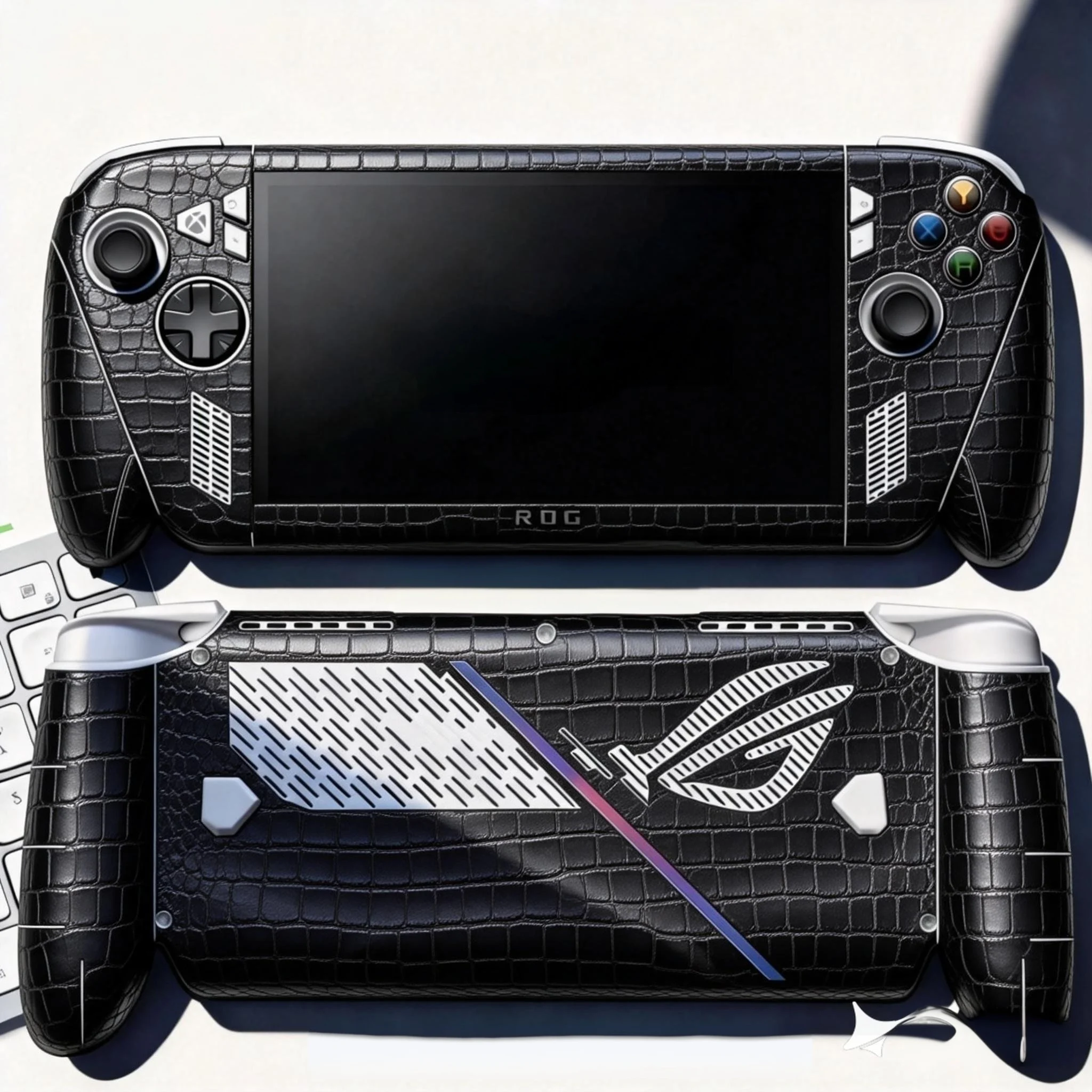 블랙 스네이크 크로커다일 패턴 스크래치 방지 비닐 스티커 스킨 프로텍터 (ROG XBOX ALLY X 2025 게이밍 핸드헬드용)