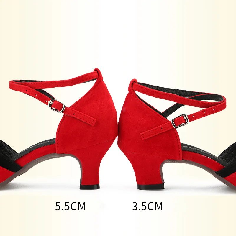 Modern Dance Shoes Women Ladies Sequin Glitter Open Toe Tango Shoes Ankle Strap Standard Waltz Ballroom Dancing Shoes 3.5/5.5cm 5