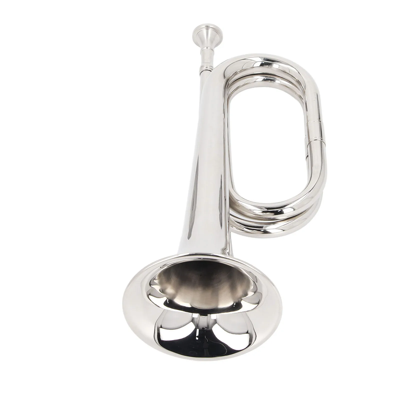 Bugle C Key 11cm Diameter Mouthpiece 34cm Height Silver Brass Military Trumpet Cavalry Trumpet for Orchestra Marching Band