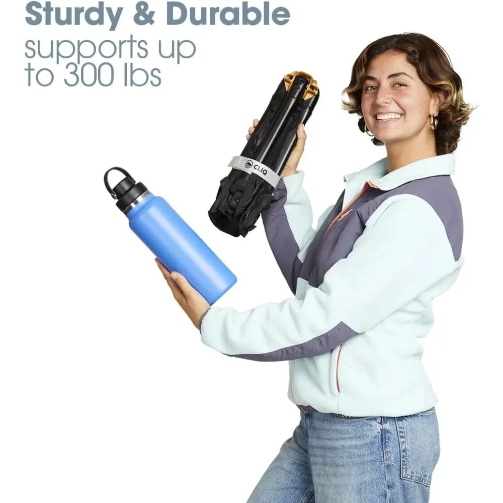 NEW-Portable Chair Version 1.0 - Lightweight Folding Chair for Camping Supports 300 Lbs  Perfect for Outdoor Adventures  Black