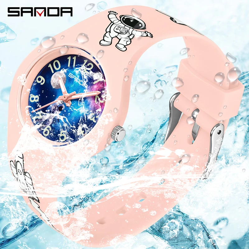 dqg fashion trend belt watch female student korean version of simple calendar luminous waterproof female watch Sanda 6098 New Children's Watch Starry Sky Cartoon Student Male and Female Silicone Fashion Fluorescent Outdoor Waterproof Watch