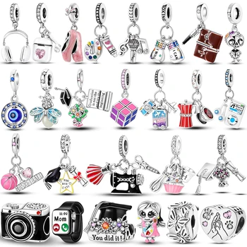 2025 925 Silver Guitar & Music Book Charms for Bangle Charm Bracelet 1