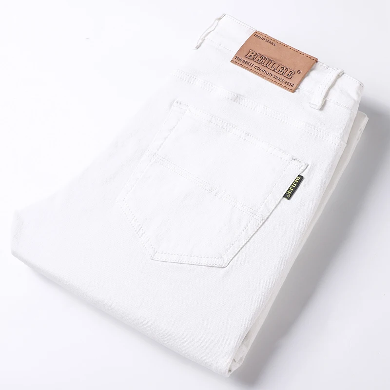 Plus Size Handsome White Jeans High Quality Men's Pants Waist Slim Elastic Small Legs Pants With New Pants Men Red Trousers 4