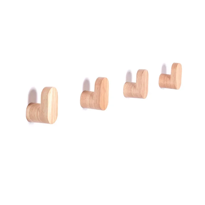 1/2pcs Natural Wood Clothes Hanger Wall Mounted Coat Hook Decorative Key Holder Hat Scarf Handbag Storage Hanger Bathroom Rack 4