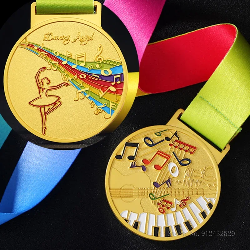 Customizable Logo Metal Medal, Singing and Dancing Medal, Gold and Silver Bronze, Competition Awards, Home Decoration, 3Pcs
