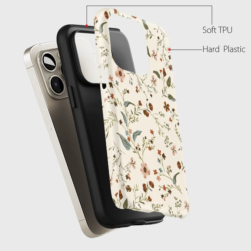 Lovely Floral Magnetic Phone Case with 2-in-1 Film Shell Design