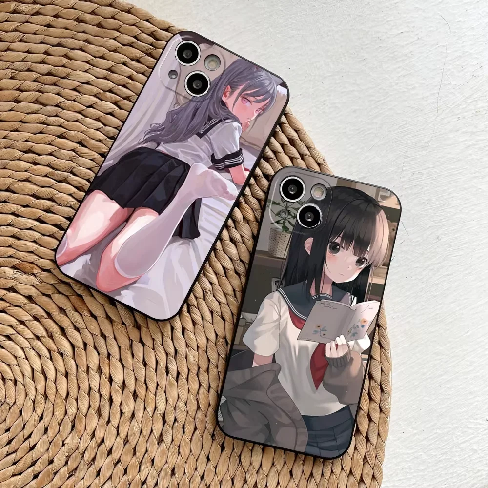 Stylish Japanese Anime Girl JK Shock Absorber Phone Case