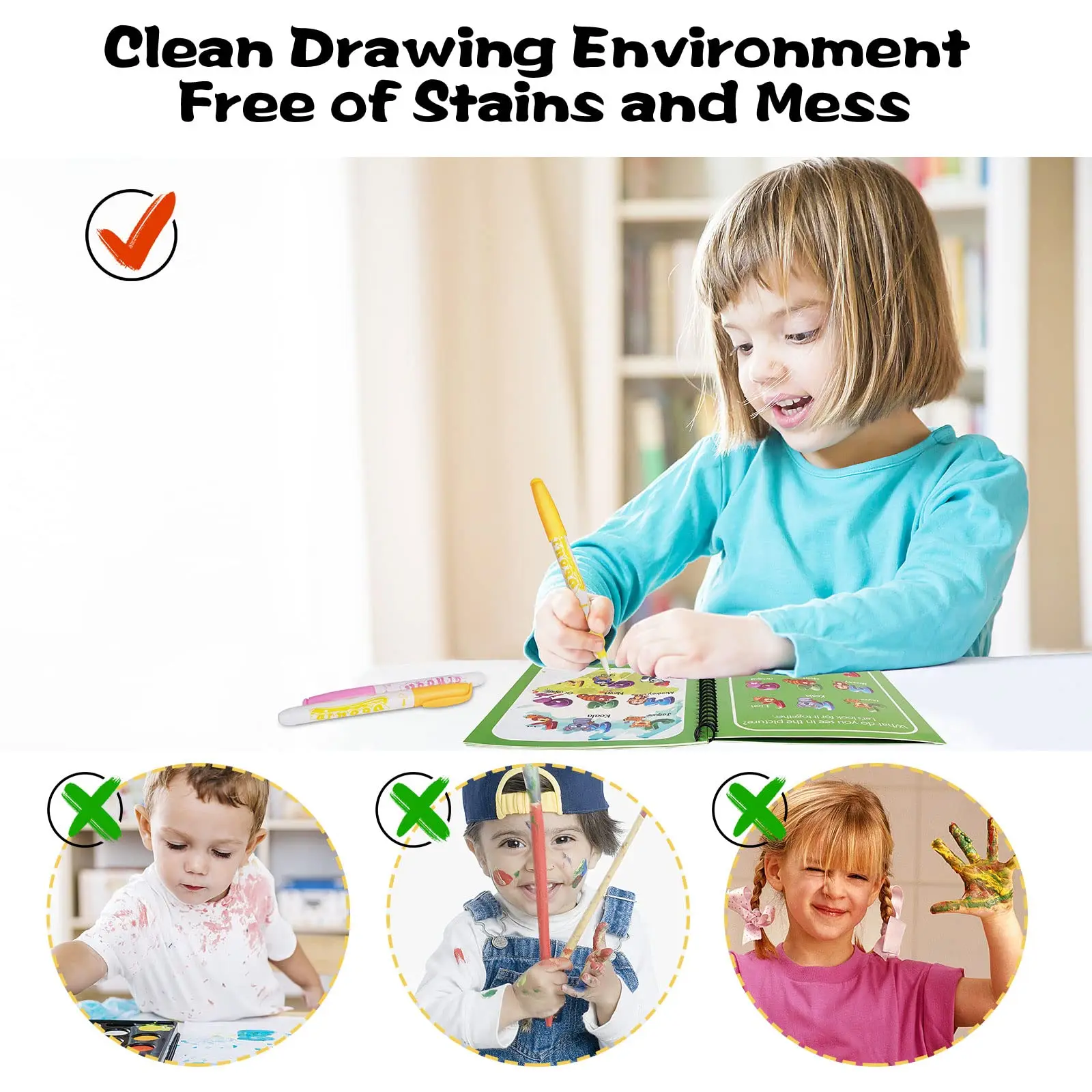 Reusable Book Water Painting Book Early Education Drawing Toys Gifts For Kid's Birthdays, Halloween, Christmas, and Easter 4