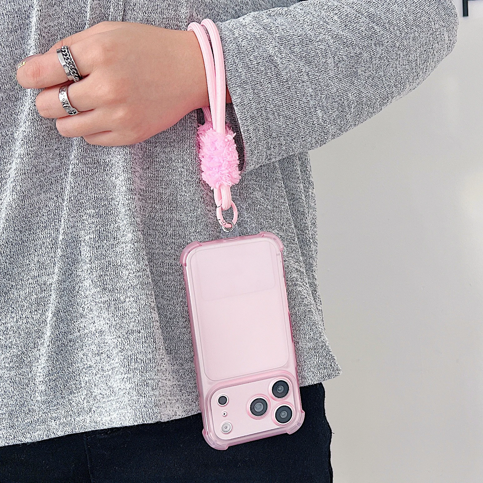 Shockproof Transparent Armor Case with Wrist Strap and AirBag Protection