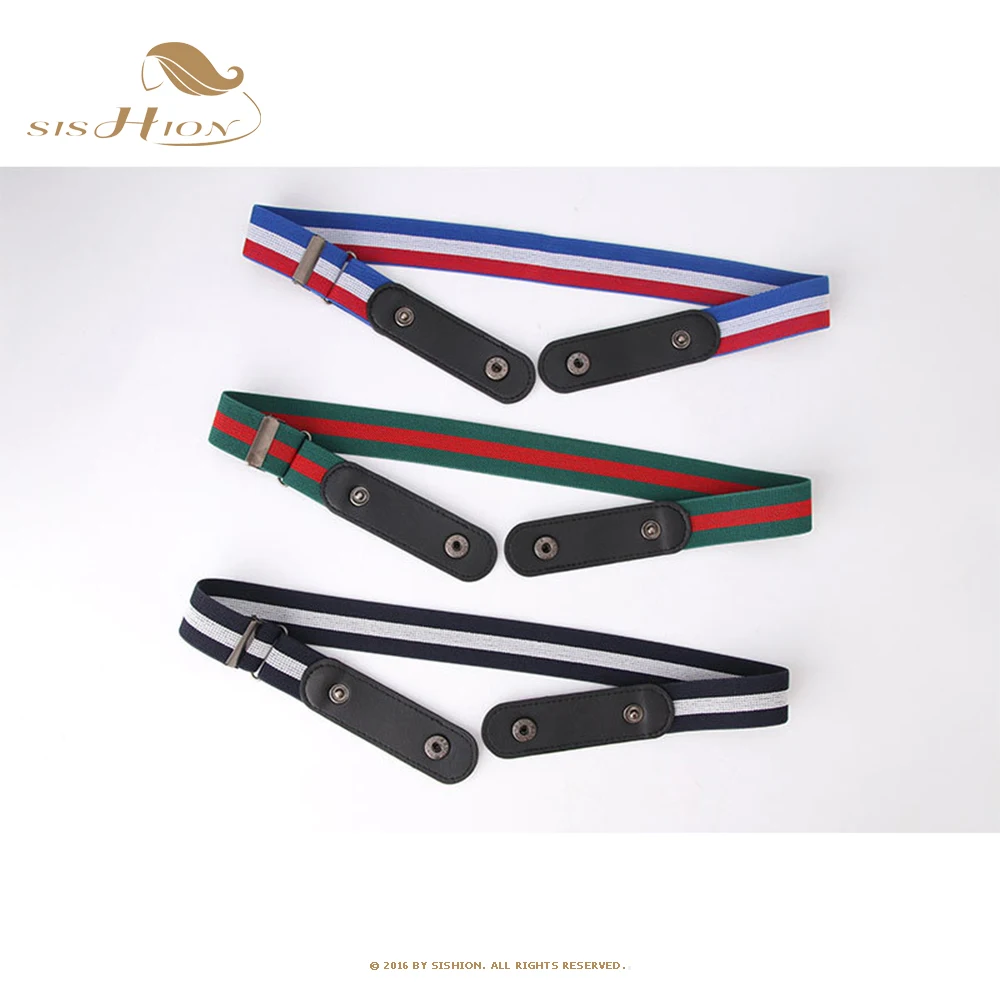 

SISHION Universal 1 Inch No Buckle Stretch Elastic Waist Buckle-Free Belts For Jean Pants Dresses Women Men Belts SCB0177